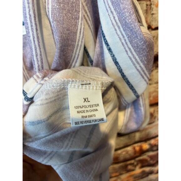 NEW purple ivory Eden & Olivia striped  3/4 sleeve top blouse women's size XL - Picture 3 of 7